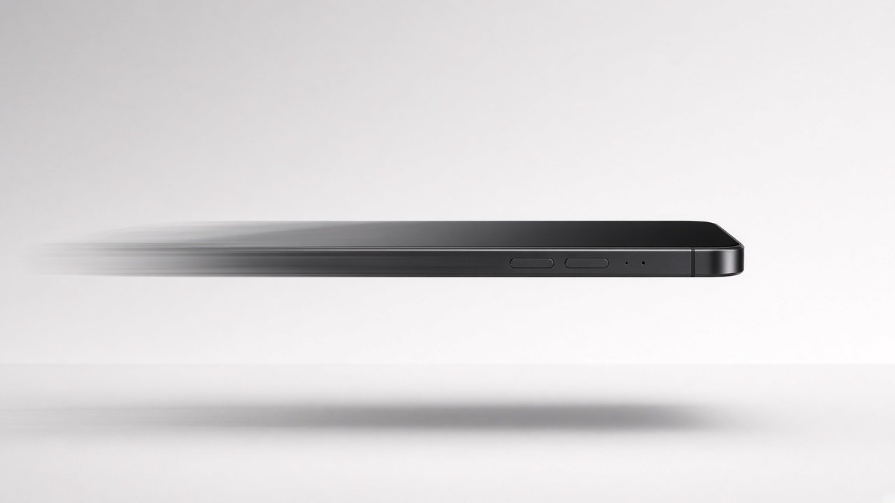 Smartphone moving across a long empty studio